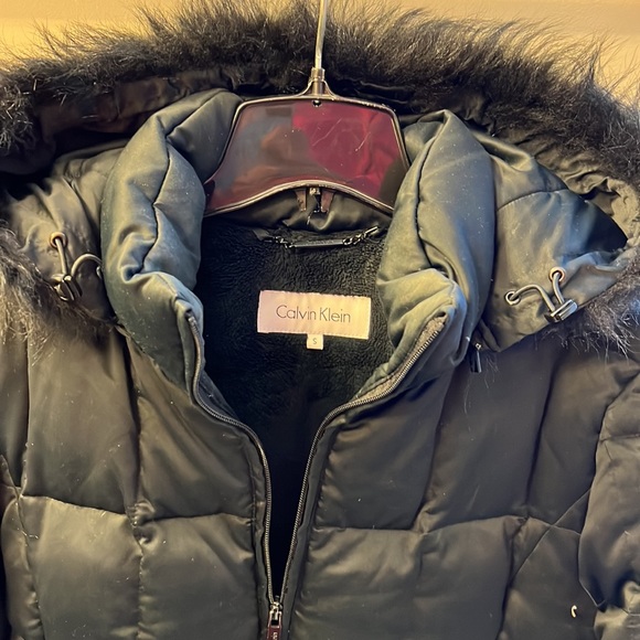 <4/$30 Calvin Klein> hooded black puffer jacket - Picture 2 of 3